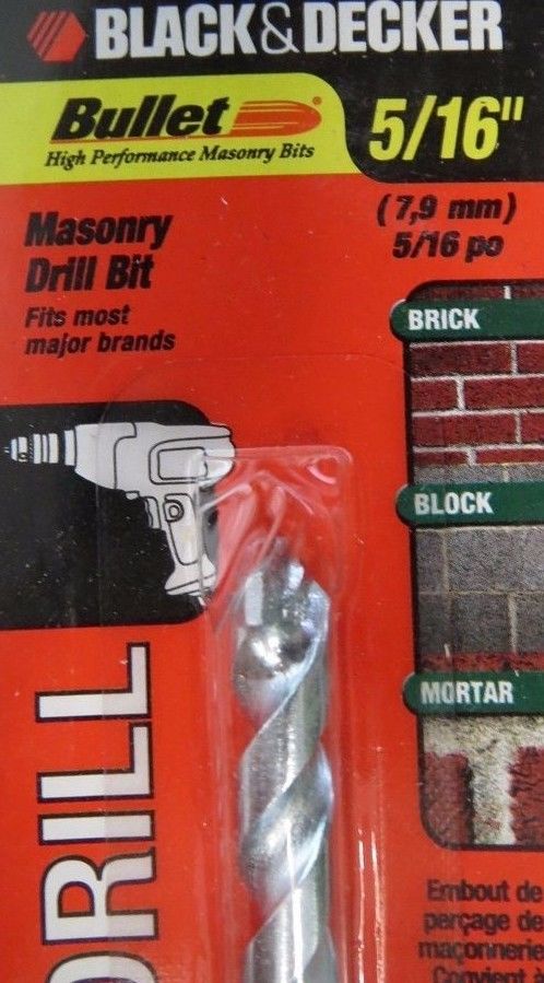 Black & Decker 16840 4 Piece Hammer Drill Bit Set 3/16 1/4 5/16 3/8
