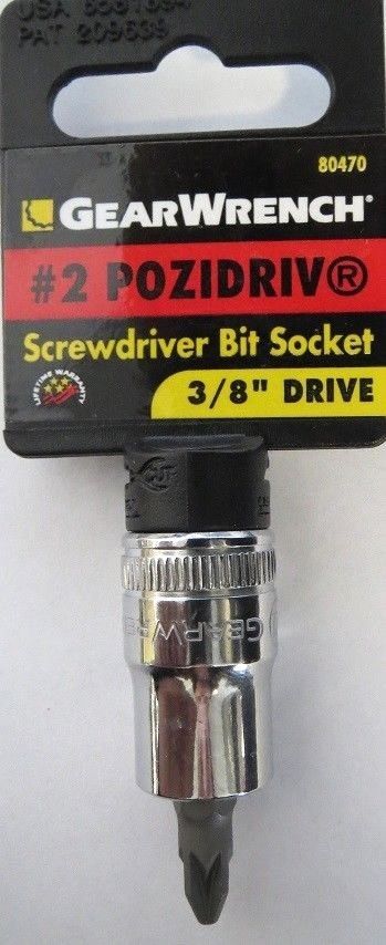 GearWrench 80470 #2 Pozidriv Screwdriver Bit Socket 3/8" Drive