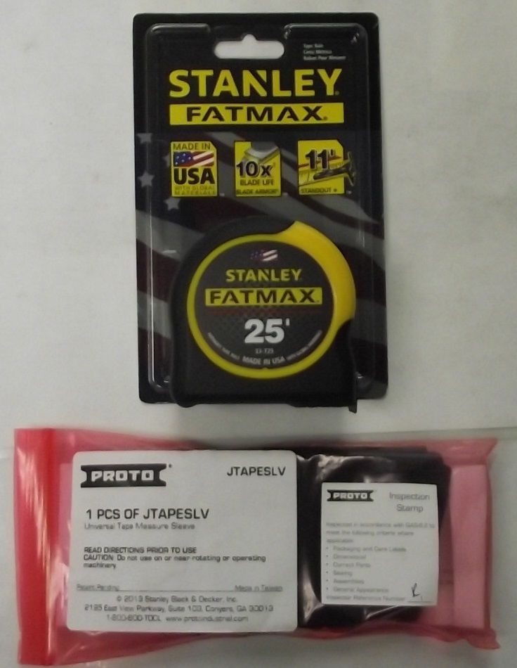 Stanley 33-725 Fatmax Tape Measure Blade Armor 25' x 1-1/4" & Proto Sleeve