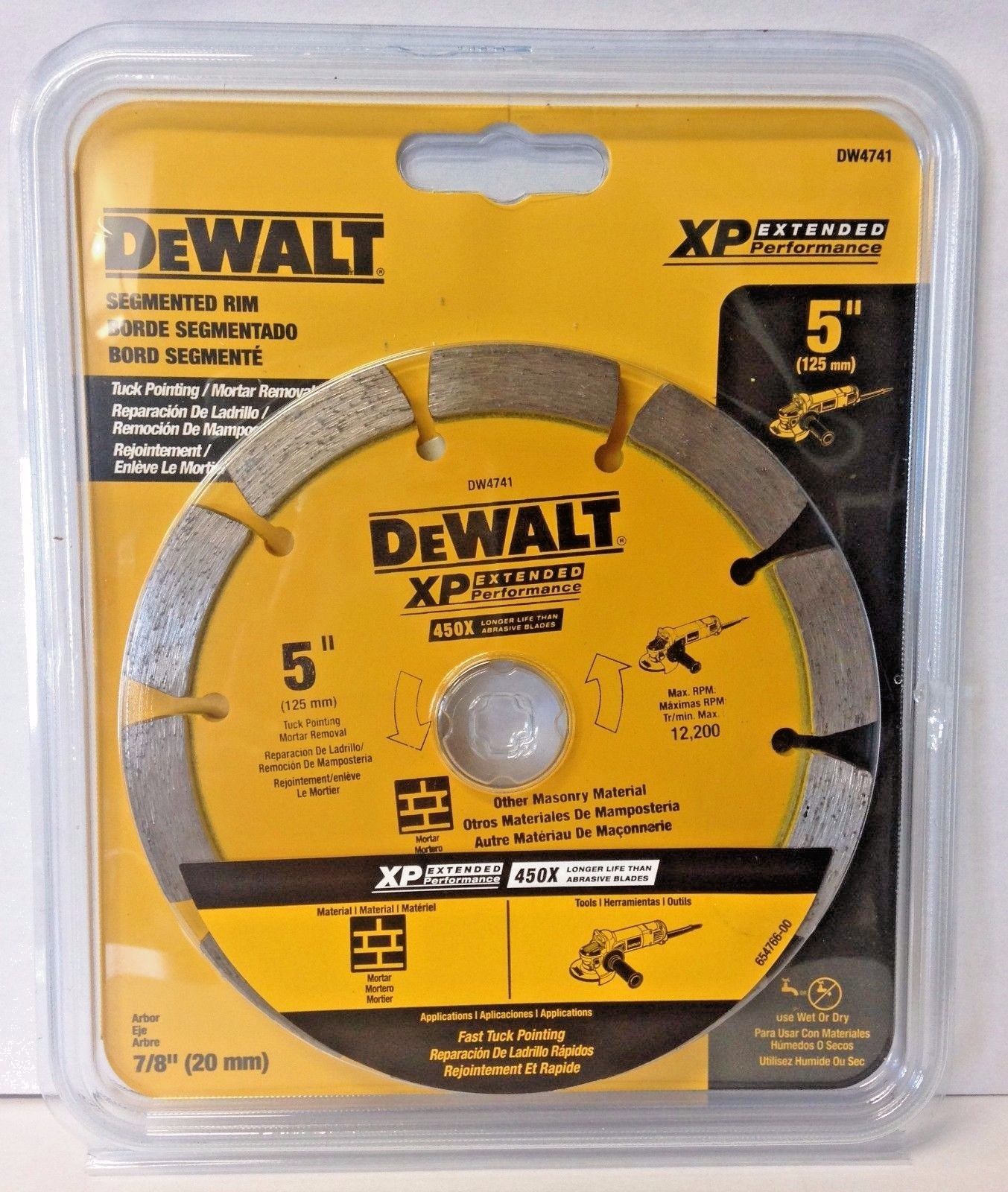 Dewalt DW4741 5" x .250 XP Segmented Rim Diamond Tuck Point Blade 7/8" Arbor