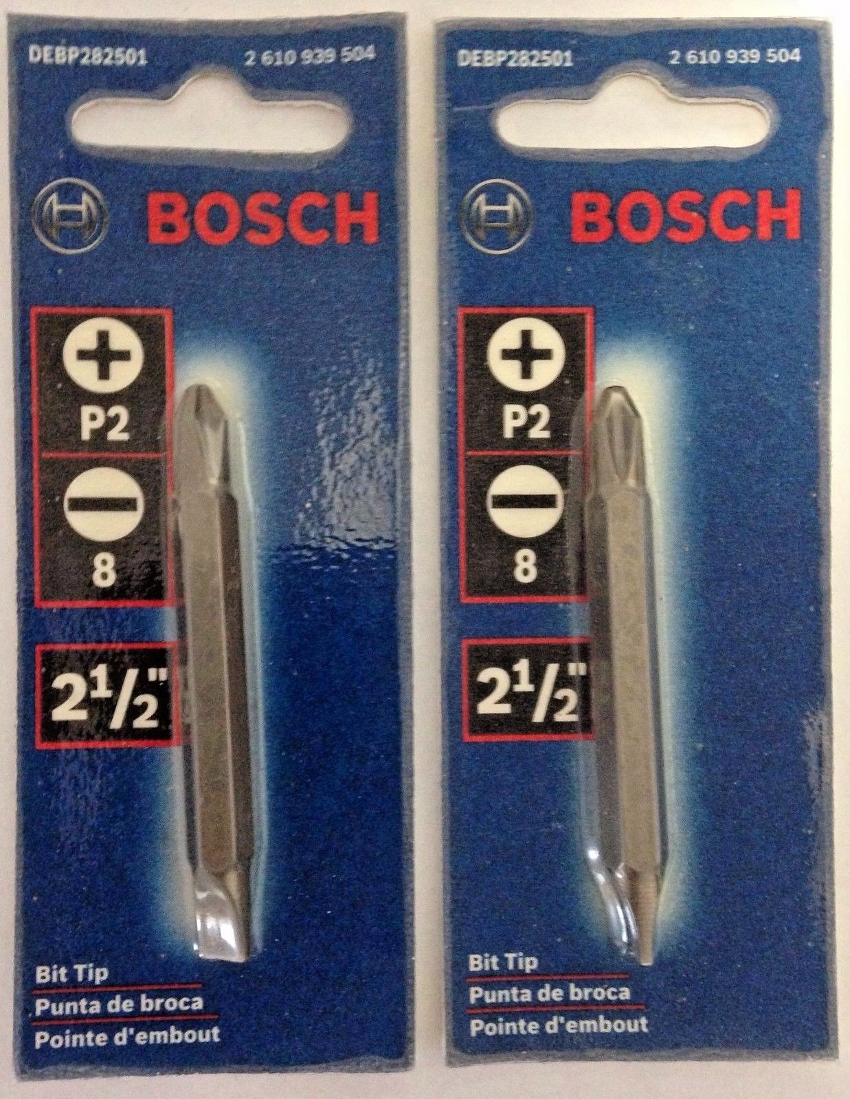 Bosch DEBP282501 2-1/2" Extra Hard Double End P2-S8 Bit Tip 2PKS