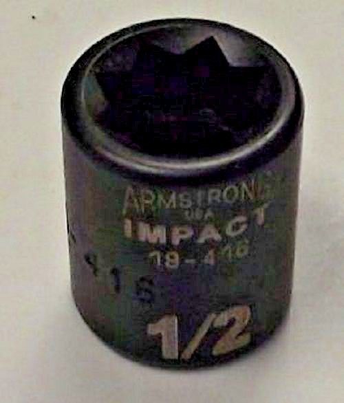 Armstrong 19-416 3/8" Drive 8 Point 1/2" Impact Socket USA