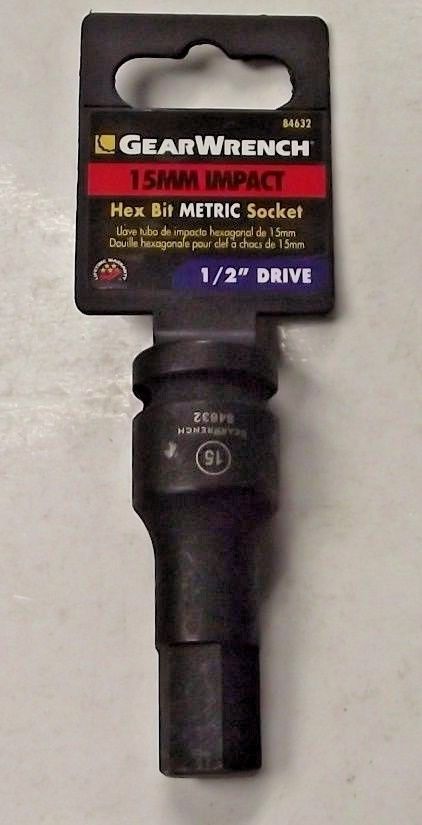 GearWrench 84632 1/2" Drive 15mm Impact Hex Socket