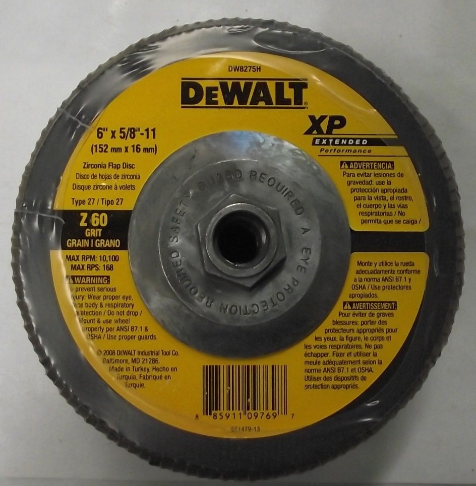 Dewalt DW8275H 6" x 5/8"-11 60g XP Flap Disc 5pc