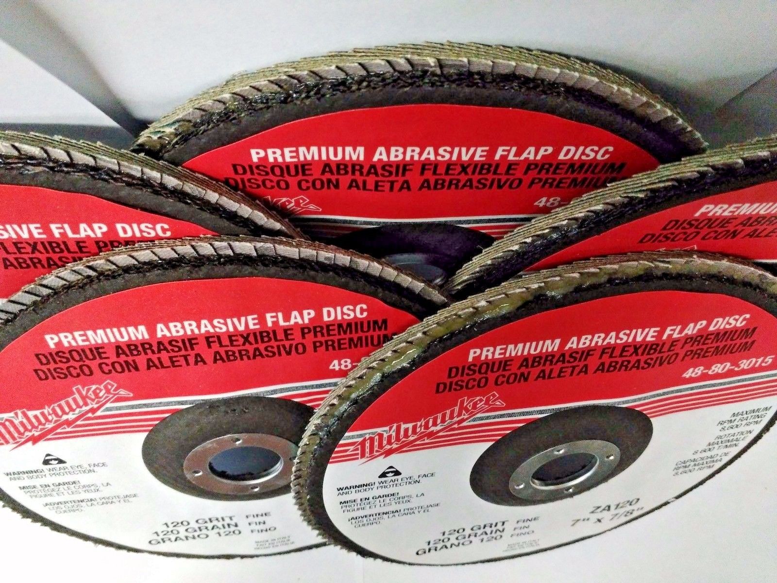 Milwaukee 48-80-3015 Premium Abrasive Flap Discs 7" x 7/8" 120 Grit 5 Pack