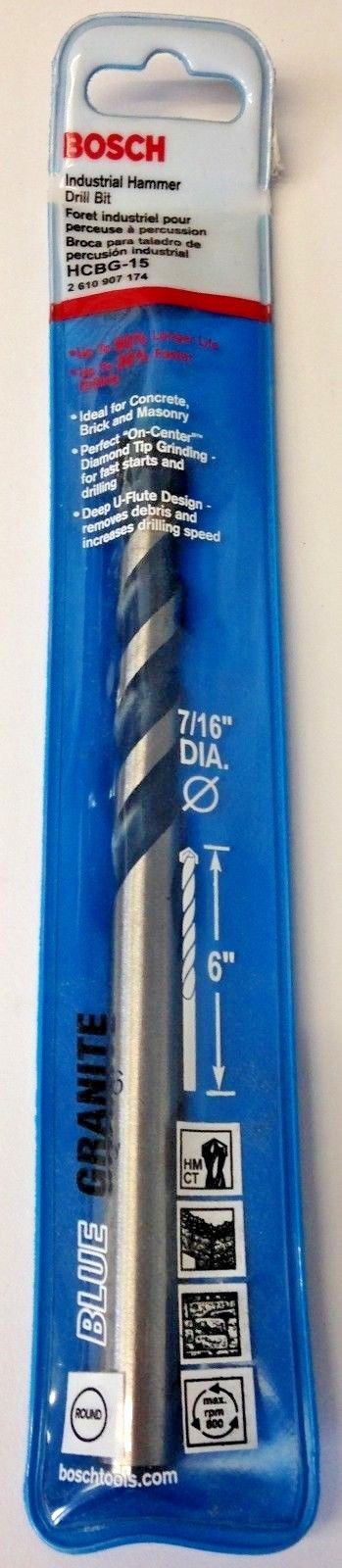 Bosch HCBG-15 7/16" x 6" Blue Granite Industrial Hammer Drill Bit