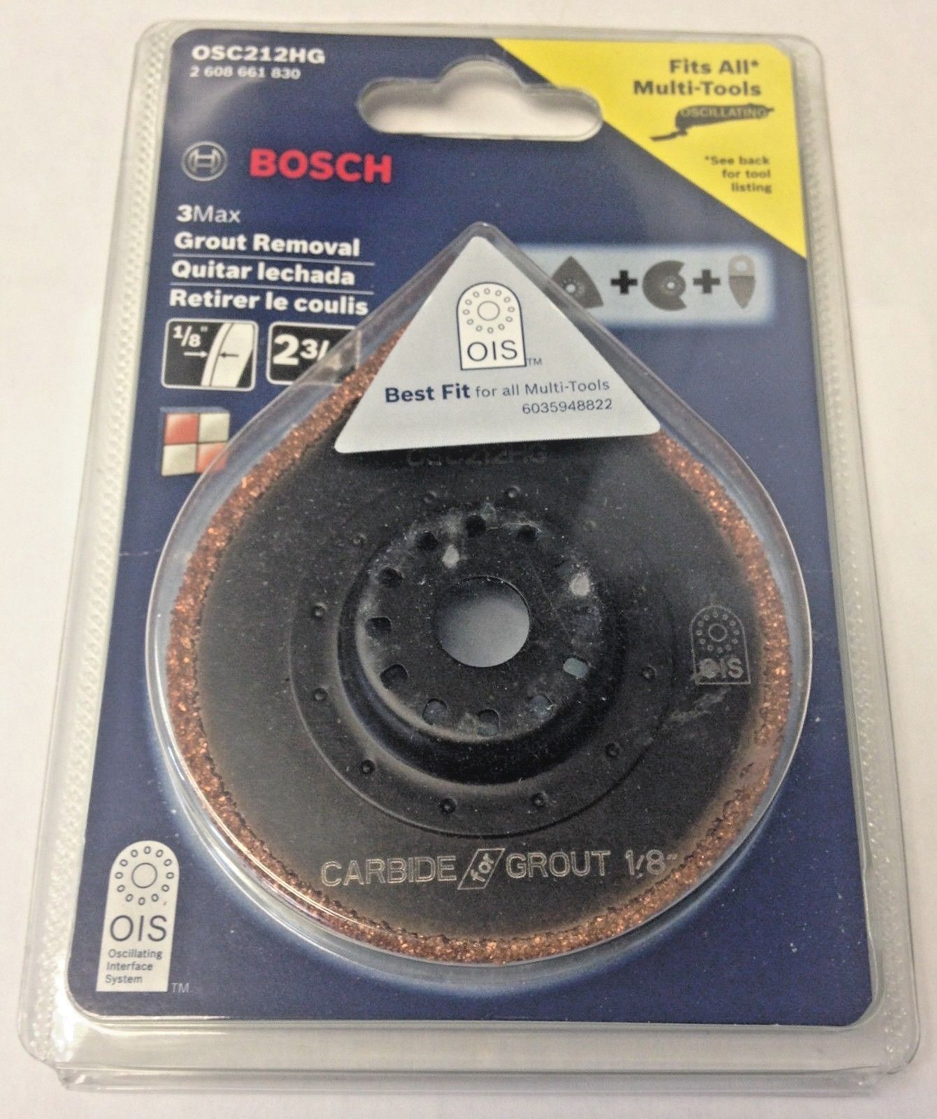 Bosch OSC212HG 2-3/4" Hybrid Grout And Tile Blade 3Max Swiss #I-68