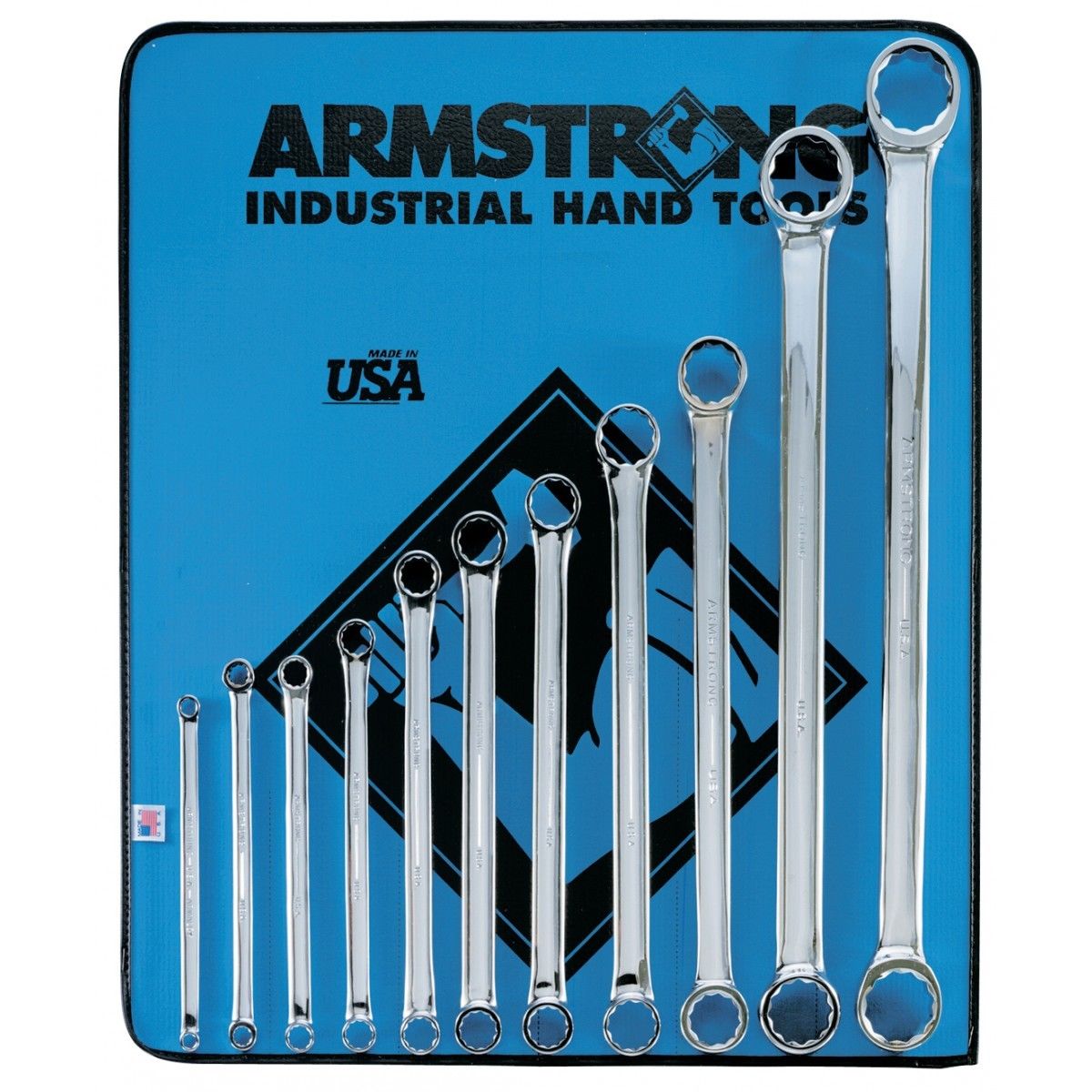 Armstrong 53-845 11 Piece 12 Point Full Polish Metric 15° Offset Box Wrench Set