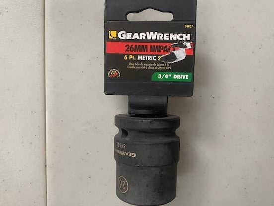 Gearwrench 84837 3/4" Drive 26mm 6 Point Standard Impact Metric Socket