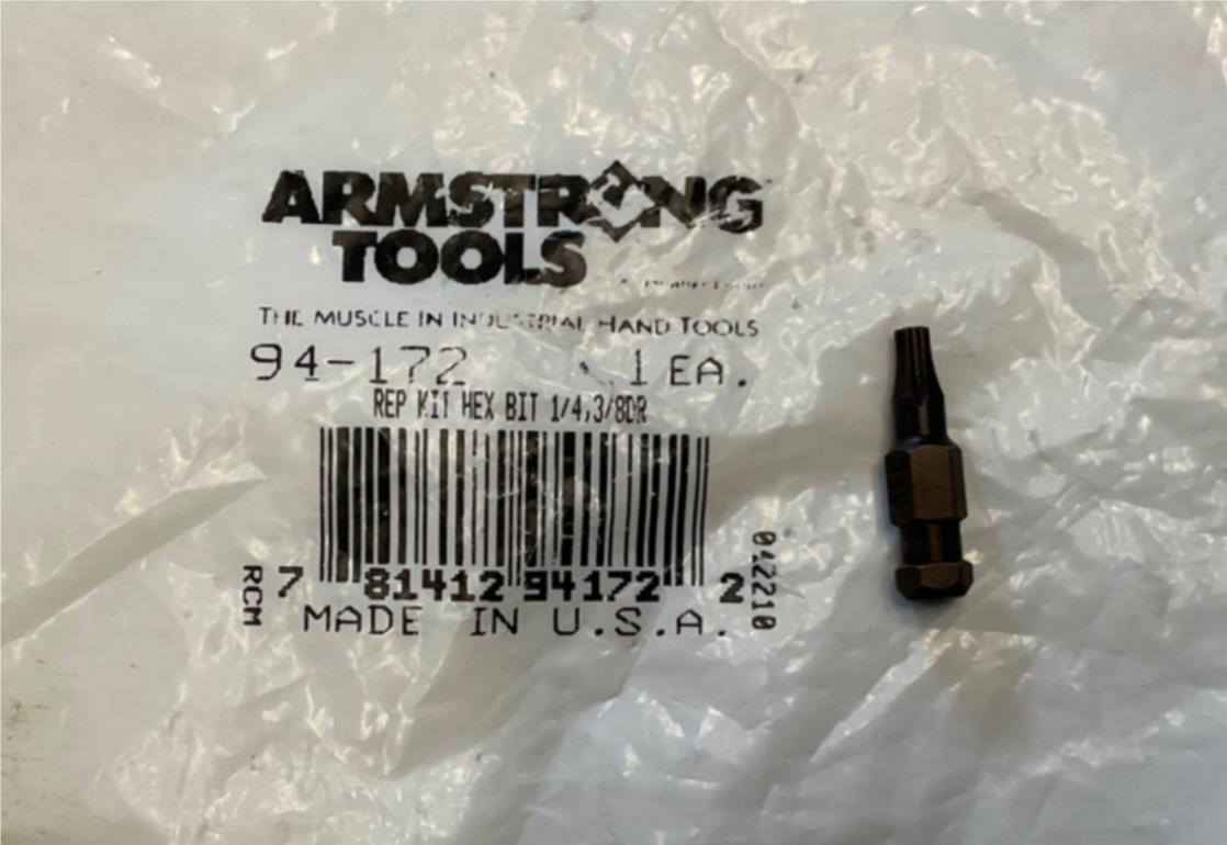 Armstrong 94-172 Rep Kit Hex Bit 1/4, 3/8"Dr T15 USA