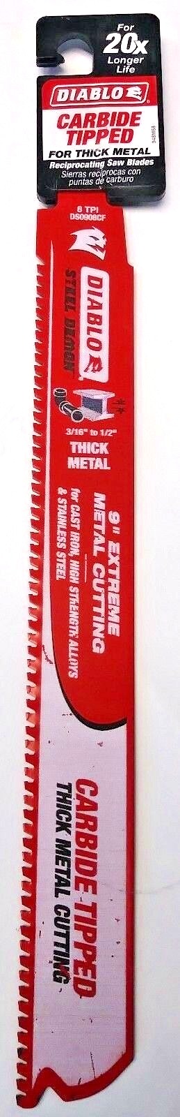 Diablo DS0908CF 9" x 8 TPI  Thick Metal Cutting Reciprocating Saw Blade Swiss #68