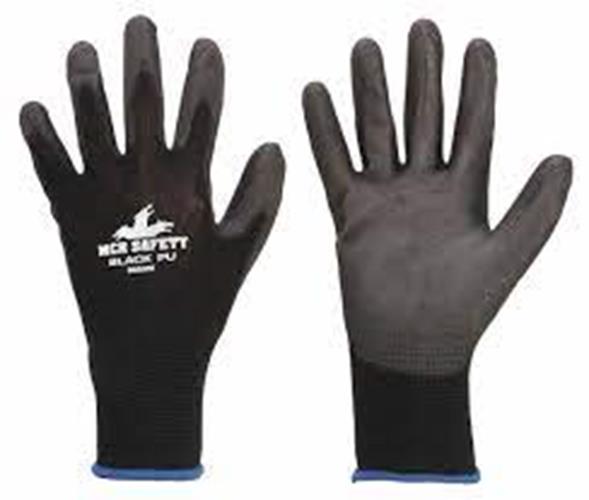 MCR Safety GLOVES 9669M Black Nylon Shell PU Palm 3 Pair Med