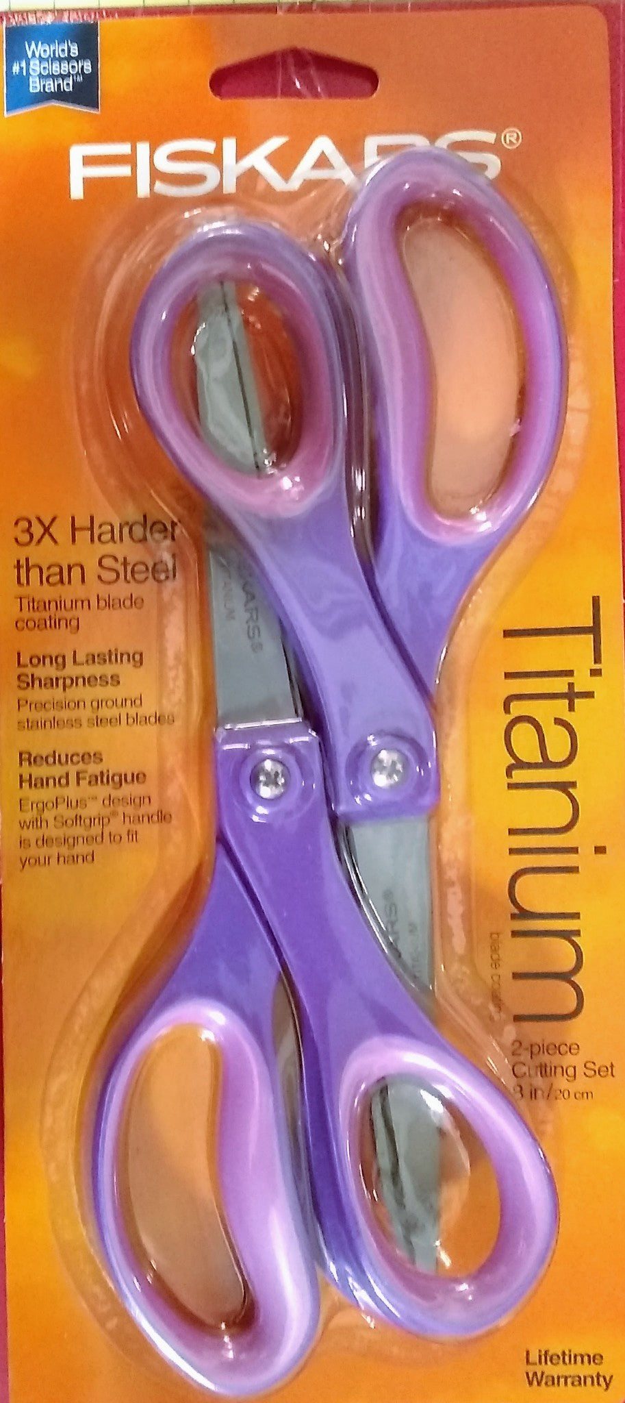 Fiskars 154090-1004 8" Everyday Titanium Scissors 2 Pack (Assorted Colors)