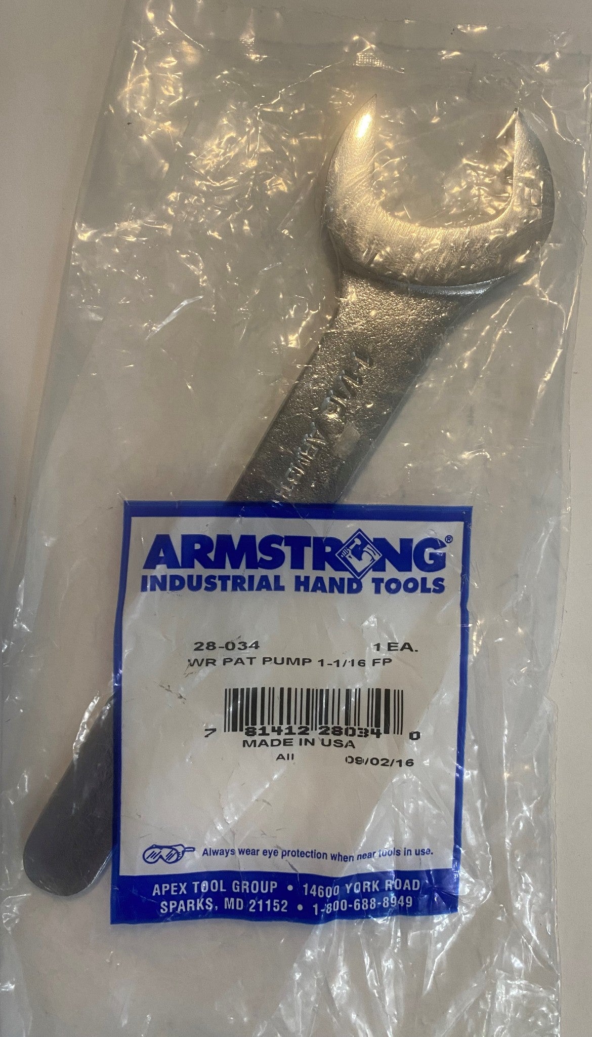 Armstrong 28-034 Service Pump Wrench 1-1/16" Chrome Thin Pattern USA