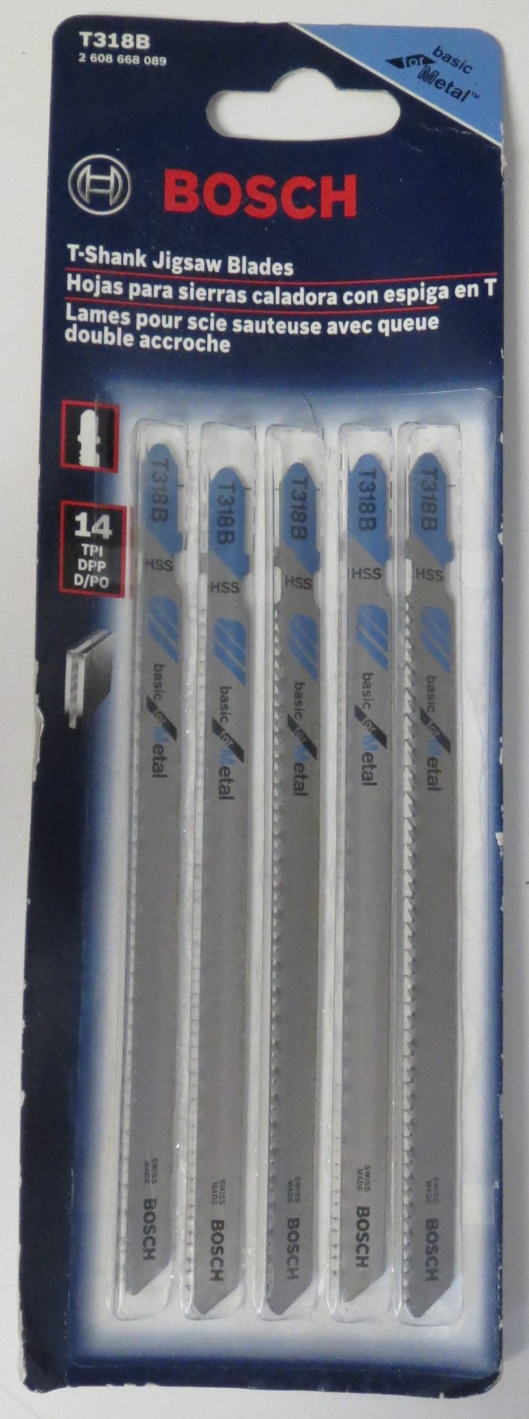 Bosch T318B 5-1/4" X 14 TPI HSS Metal T-Shank Jigsaw Blades 5 Pack Swiss #I-41