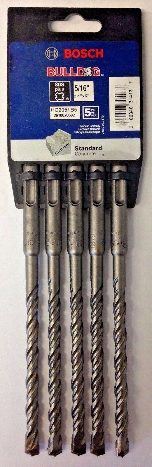 Bosch HC2051B5 5/16" x 4" x 6" SDS Plus Carbide Tipped Shank Drill Bit 5 Pack