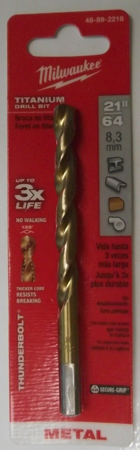 Milwaukee 48-89-2218 21/64" Thunderbolt Titanium Twist Drill Bit