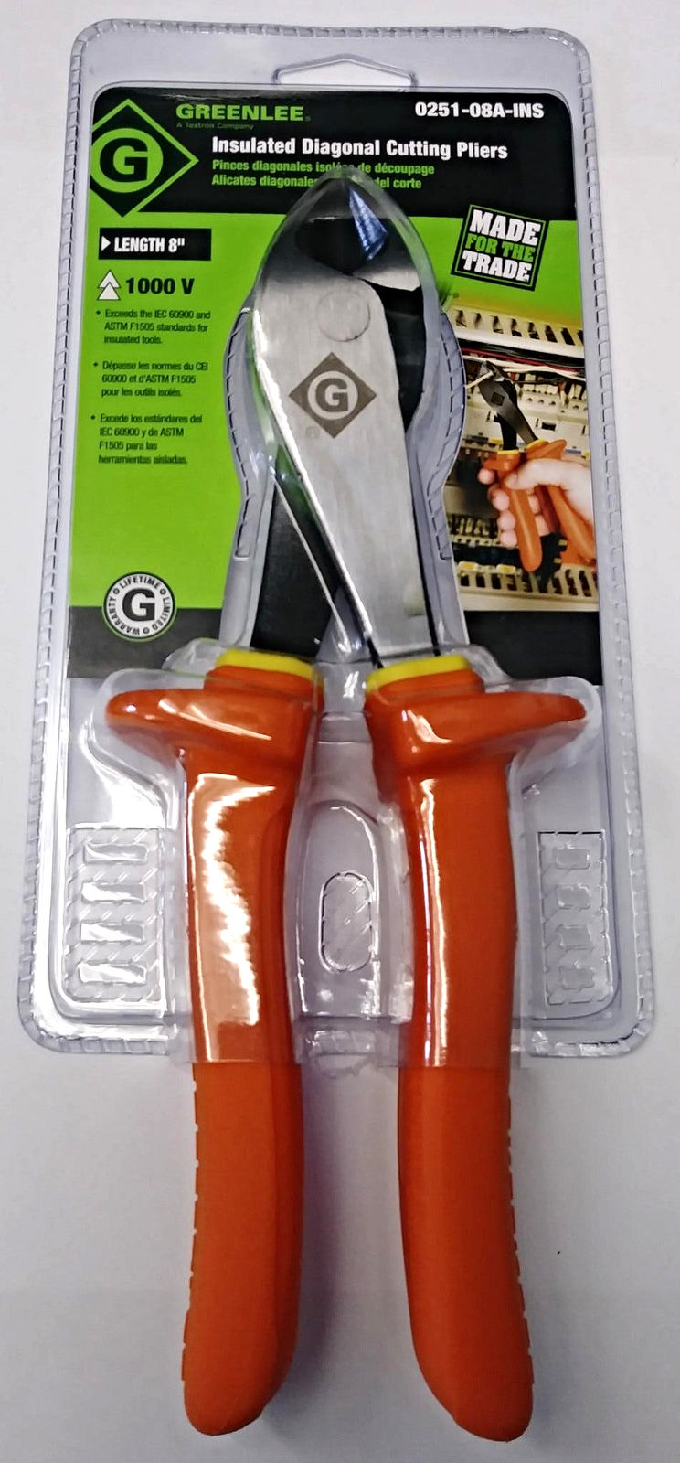 Greenlee 0251-08A-INS 8" Insulated Diagonal Cutting Pliers