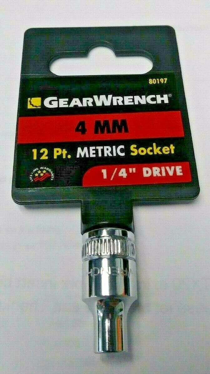 Gearwrench 80197 1/4" Drive 12 Point Standard Metric Socket 4mm