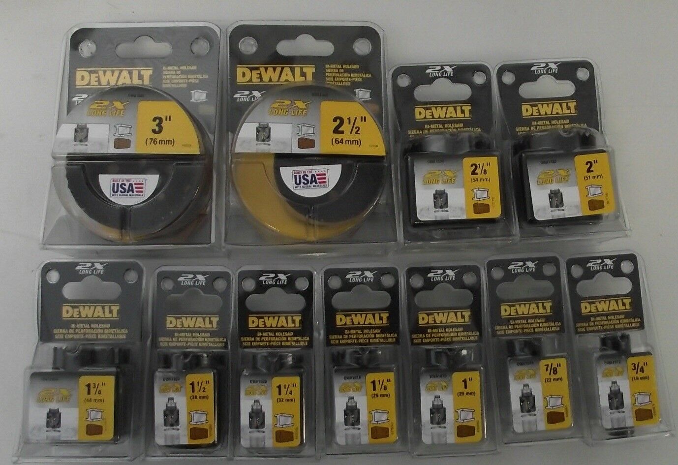 Dewalt DWA1848-1812 11pc Bi-metal Hole Saw Set USA