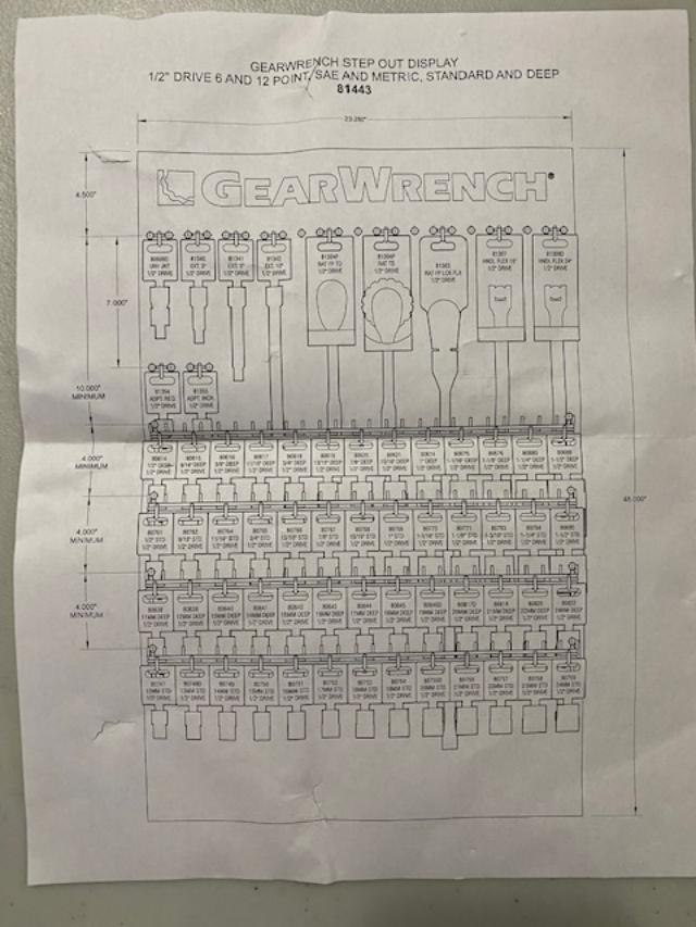 Gearwrench 81443 Step Out 1/2" Drive Display SAE And Metric Ratchets Sockets