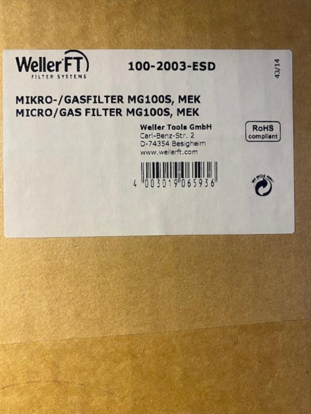 WELLER 100-2003-ESD PARTIKLEFILTER H13/GASFILTER MG100S, MEK