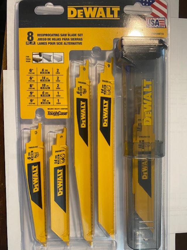 Dewalt DWAR8SETCS 8 Pcs Reciprocating Saw Blade Kit W/Case USA