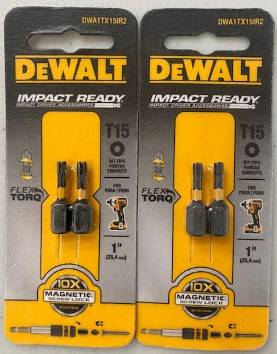 Dewalt DWA1TX15IR2 T15 1" Bit Tips Impact Ready Flex Torq 2packs