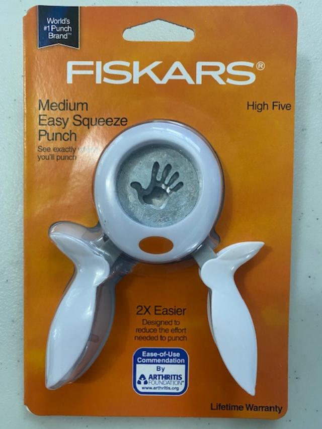 Fiskars 12-74537097J Medium Squeeze Punch 1" High Five Hand Handprint