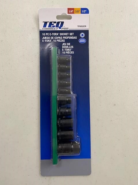 TEQ TP80582N 10 PC. 1/4", 3/8" & 1/2" DR EXTERNAL TORX SOCKET SET