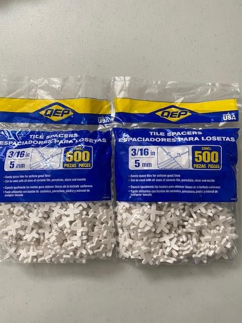 QEP 10284QMX  3/16" Tile Spacers 2 Packs of 500 Total 1000pcs. USA